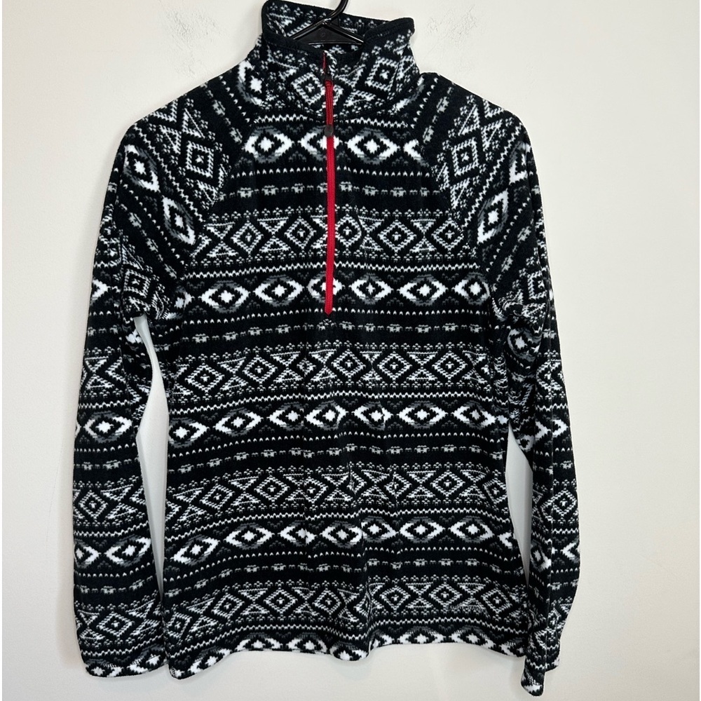 Eddie Bauer Women's Quest Fleece 1/4-Zip - Aztec Printed Black & White, Medium